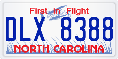 NC license plate DLX8388