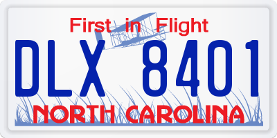 NC license plate DLX8401