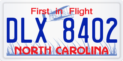 NC license plate DLX8402