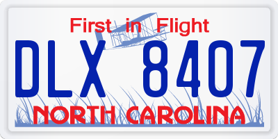 NC license plate DLX8407