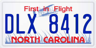 NC license plate DLX8412