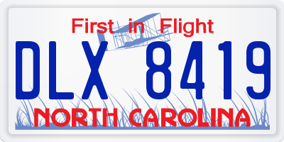 NC license plate DLX8419