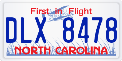 NC license plate DLX8478