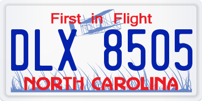 NC license plate DLX8505