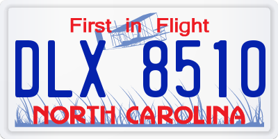 NC license plate DLX8510