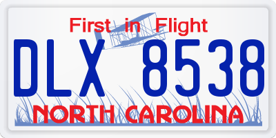 NC license plate DLX8538