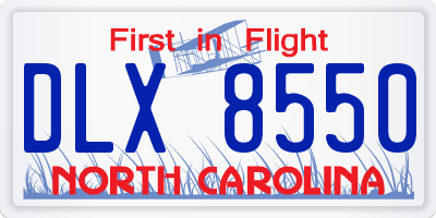 NC license plate DLX8550