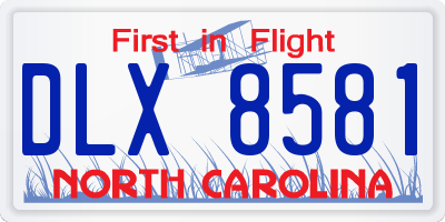 NC license plate DLX8581