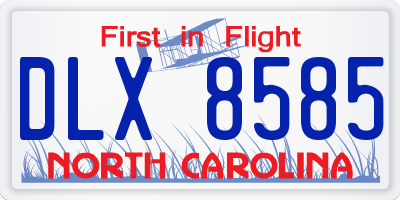 NC license plate DLX8585