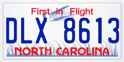 NC license plate DLX8613