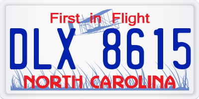 NC license plate DLX8615