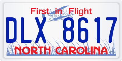 NC license plate DLX8617