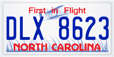 NC license plate DLX8623