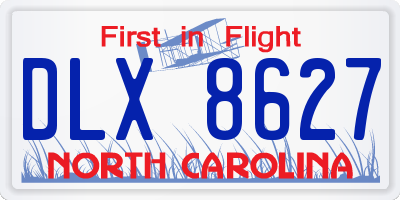 NC license plate DLX8627
