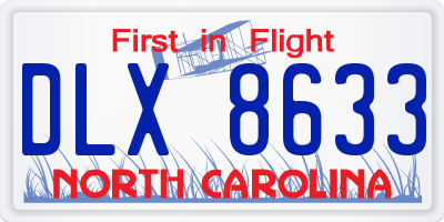 NC license plate DLX8633