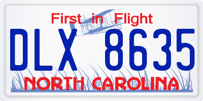 NC license plate DLX8635