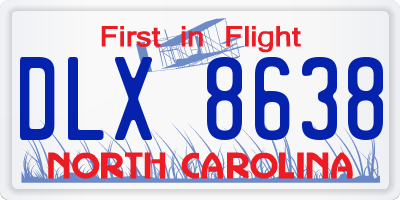 NC license plate DLX8638