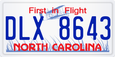 NC license plate DLX8643