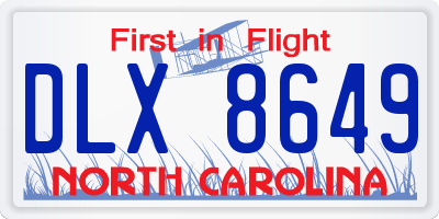 NC license plate DLX8649