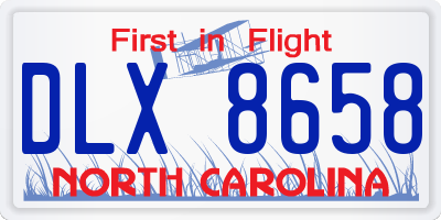 NC license plate DLX8658
