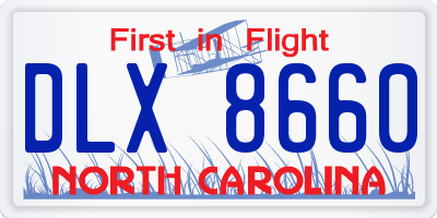 NC license plate DLX8660