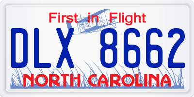NC license plate DLX8662