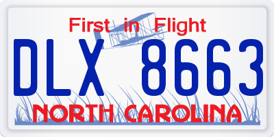NC license plate DLX8663