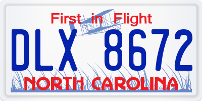 NC license plate DLX8672