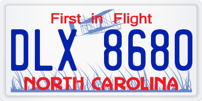 NC license plate DLX8680