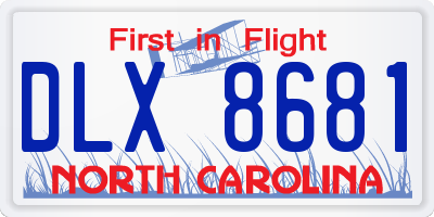 NC license plate DLX8681