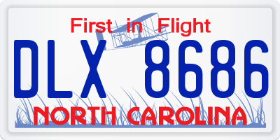 NC license plate DLX8686