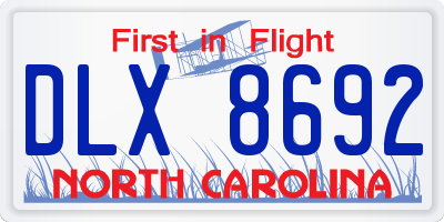 NC license plate DLX8692