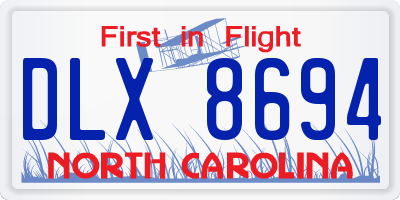 NC license plate DLX8694