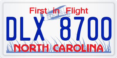NC license plate DLX8700