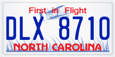 NC license plate DLX8710
