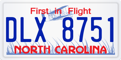 NC license plate DLX8751