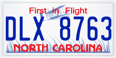NC license plate DLX8763
