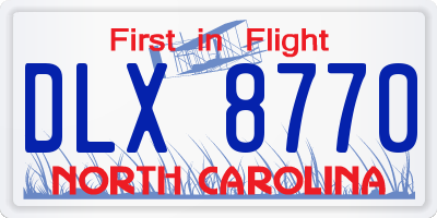 NC license plate DLX8770