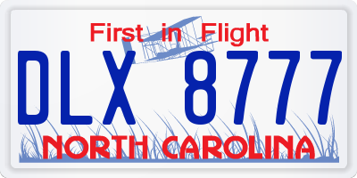 NC license plate DLX8777