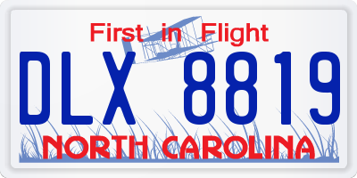 NC license plate DLX8819
