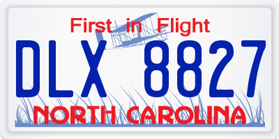 NC license plate DLX8827