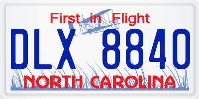 NC license plate DLX8840