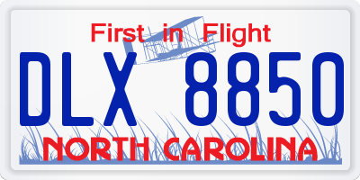 NC license plate DLX8850