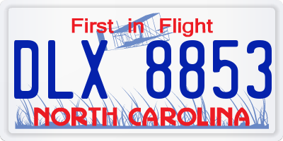 NC license plate DLX8853