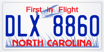 NC license plate DLX8860