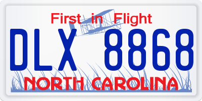 NC license plate DLX8868