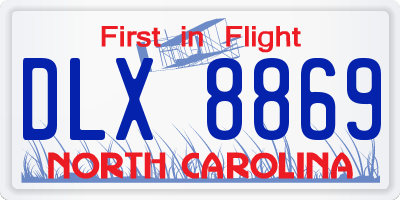 NC license plate DLX8869