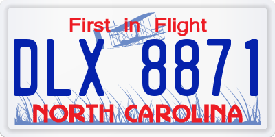NC license plate DLX8871