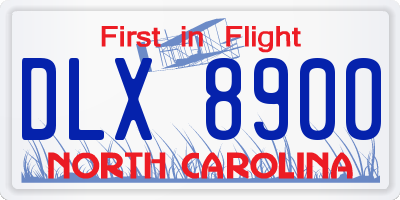 NC license plate DLX8900