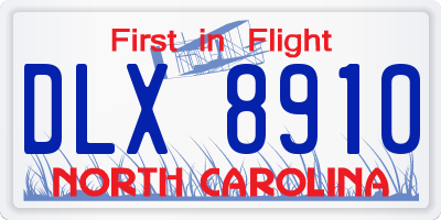 NC license plate DLX8910